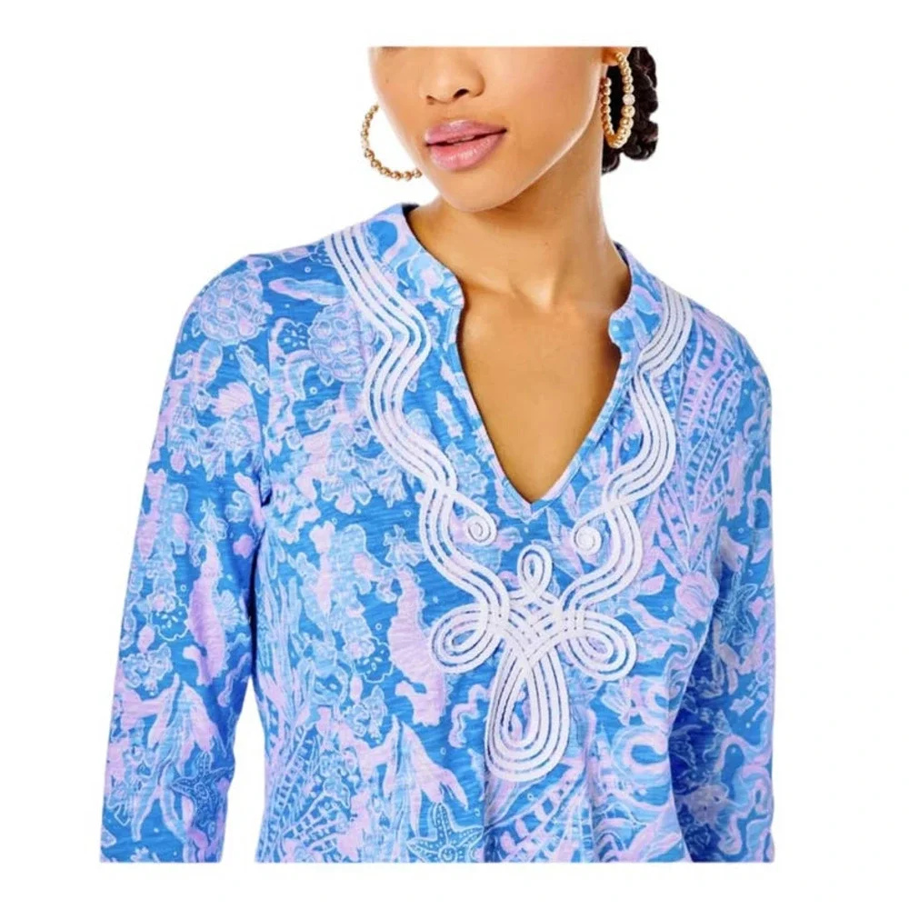 Lilly Pulitzer | Size XS Marco Island Tunic Top Shirt Blouse Floral Ocean